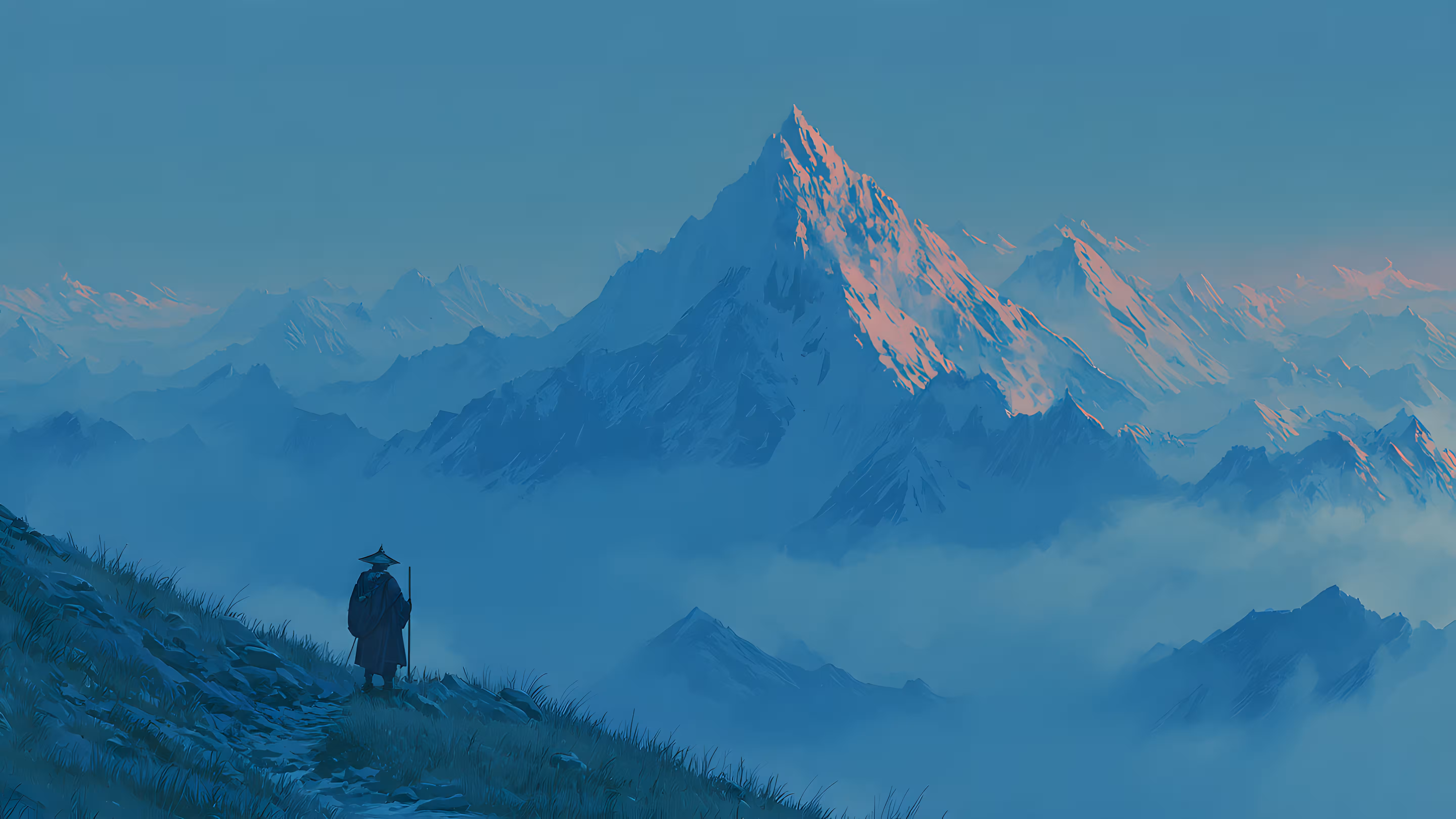 Knight looking at mountain